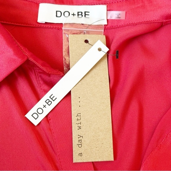 DO+BE Vibrant Red Satin Romper L - Picture 5 of 8